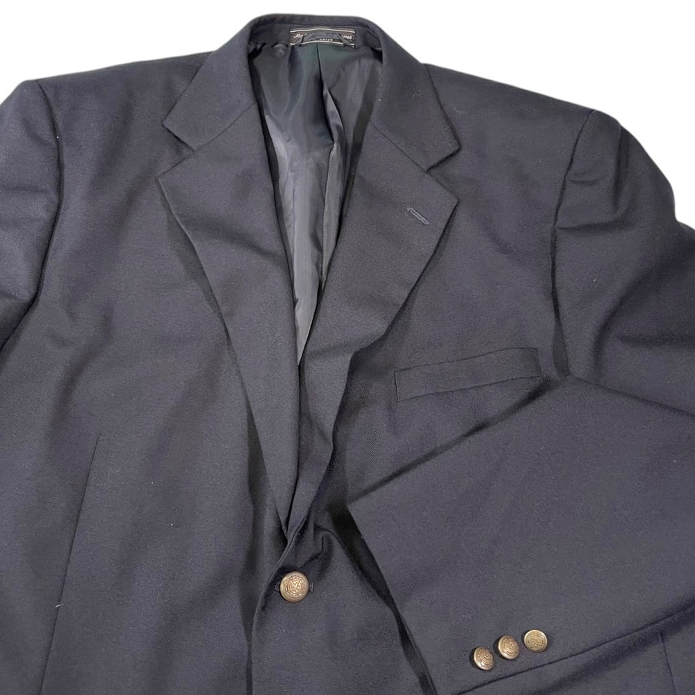 Meeting Street 44‎ Regular Navy Blue Blazer Gold Crest Buttons Preppy Academia